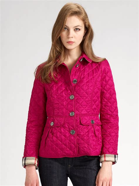 fuchsia burberry quilted jacket|burberry cotton blend jacket.